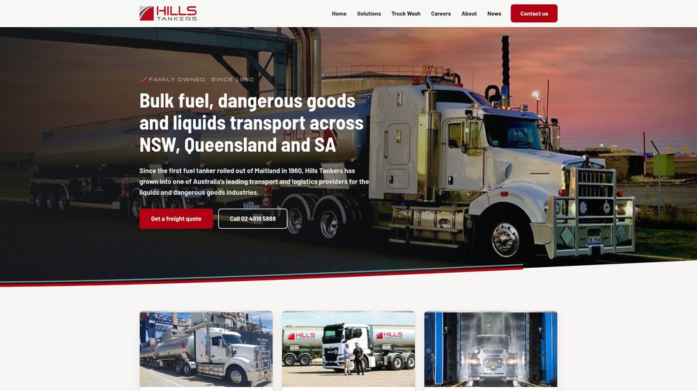The rebuilt Hills Tankers homepage, live now